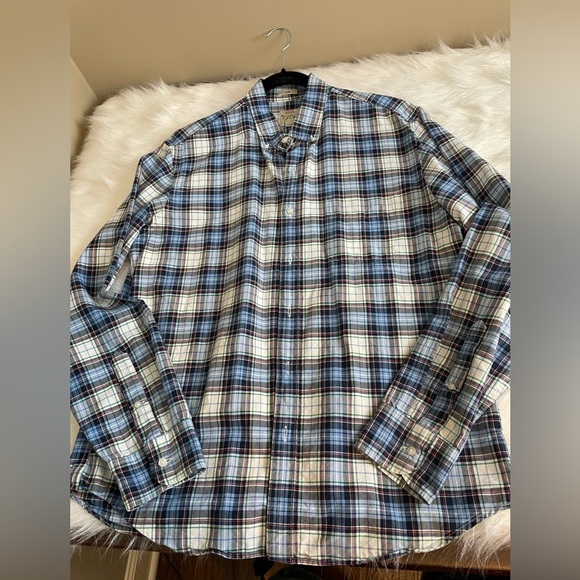 J crew all cotton oxford Men's Blue Plaid Shirt - Picture 4 of 12